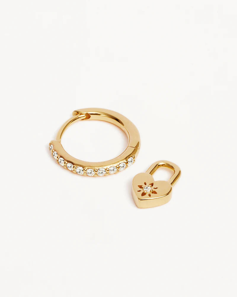 BY CHARLOTTE - Love Unlocked Padlock Hoops in Gold Vermeil