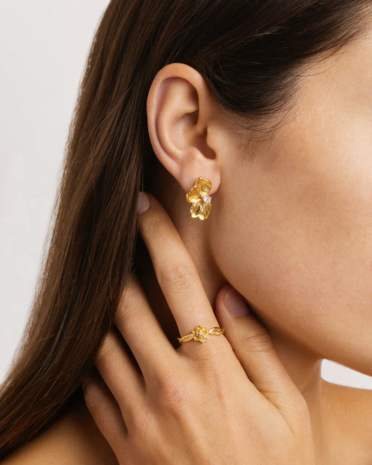 BY CHARLOTTE 18K Gold Plated Serene Lotus Statement Earring-gold