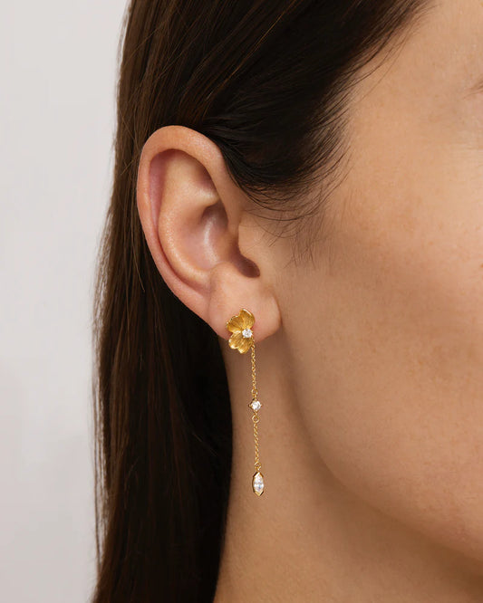 BY CHARLOTTE 18K Gold Vermeil Serene Lotus Chain Earring-gold