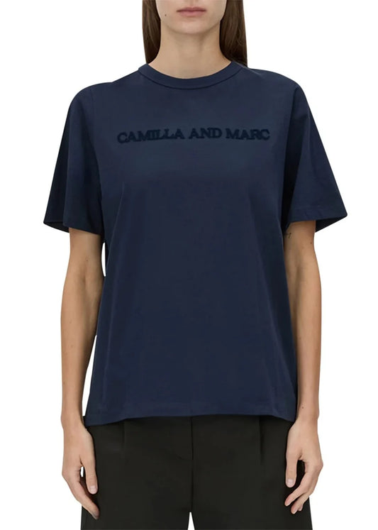 Camilla and Marc - Tia Flocking Logo Tee IN NAVY