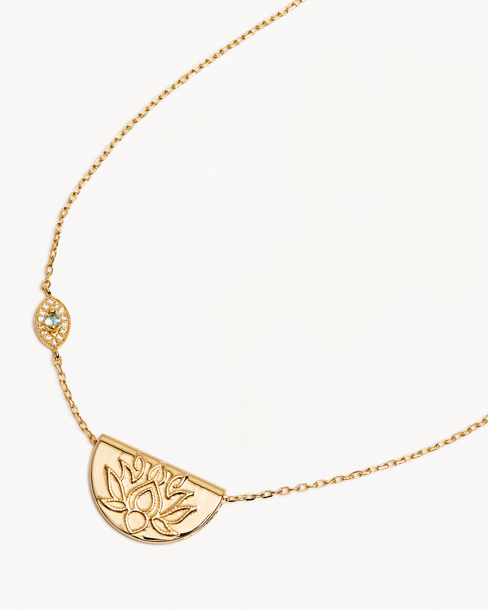 BY CHARLOTTE - Eye Of Peace Lotus Necklace in Gold Vermeil