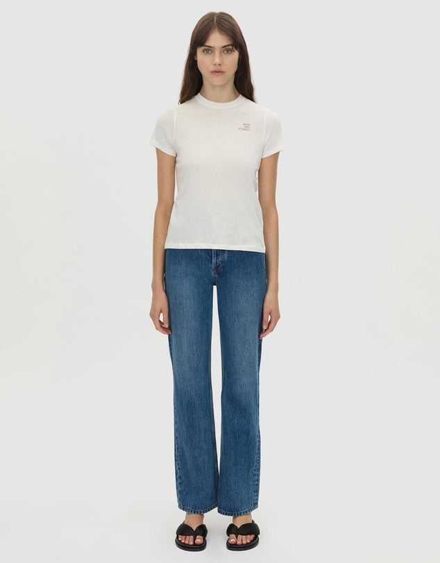CAMILLA AND MARC Calista Fitted Print Tee in Soft White/Red