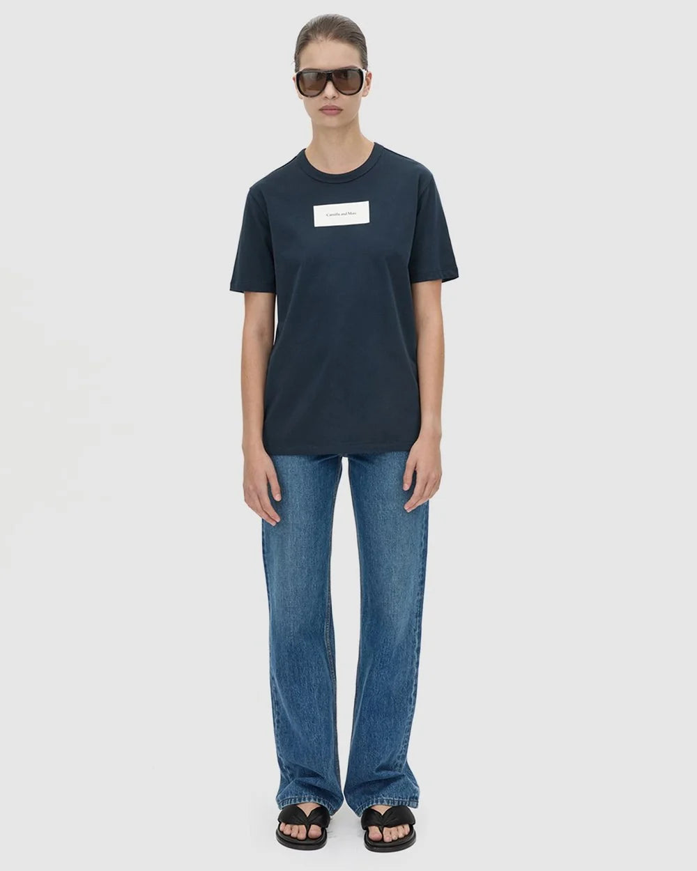 Camilla and Marc - Wilde Print Tee IN NAVY/WHITE