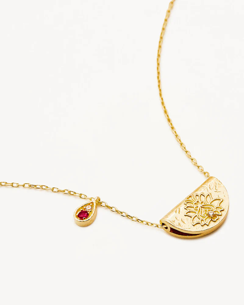 BY CHARLOTTE - Lotus July Birthstone Necklace in Gold Vermeil