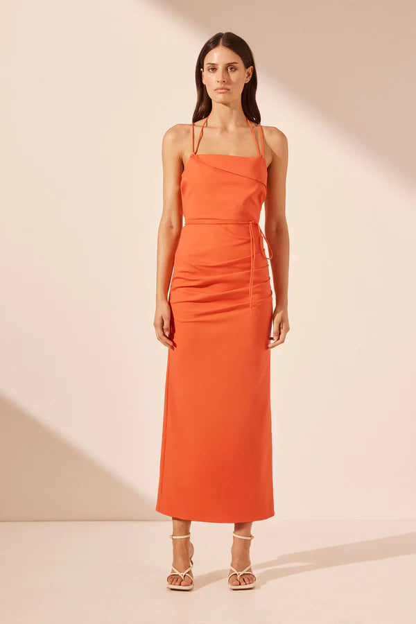 SHONA JOY Draped Cross Back Midi Dress