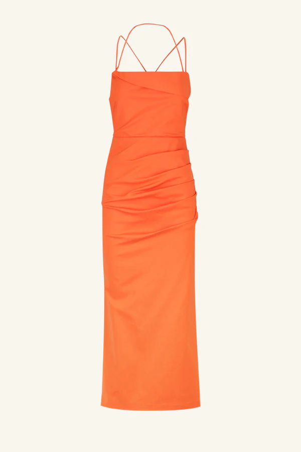 SHONA JOY Draped Cross Back Midi Dress