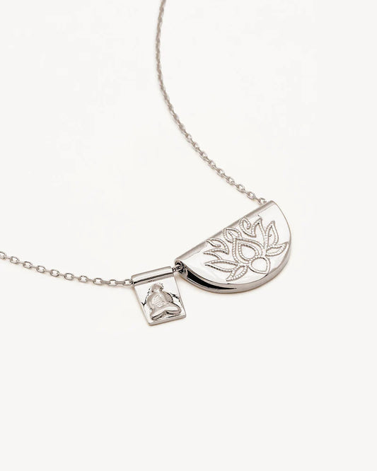 BY CHARLOTTE Lotus & little buddha necklace-silver