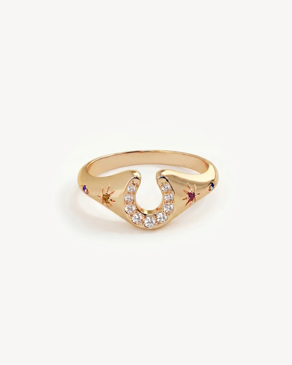 BY CHARLOTTE - Lucky Horseshoe Ring in Gold Vermeil