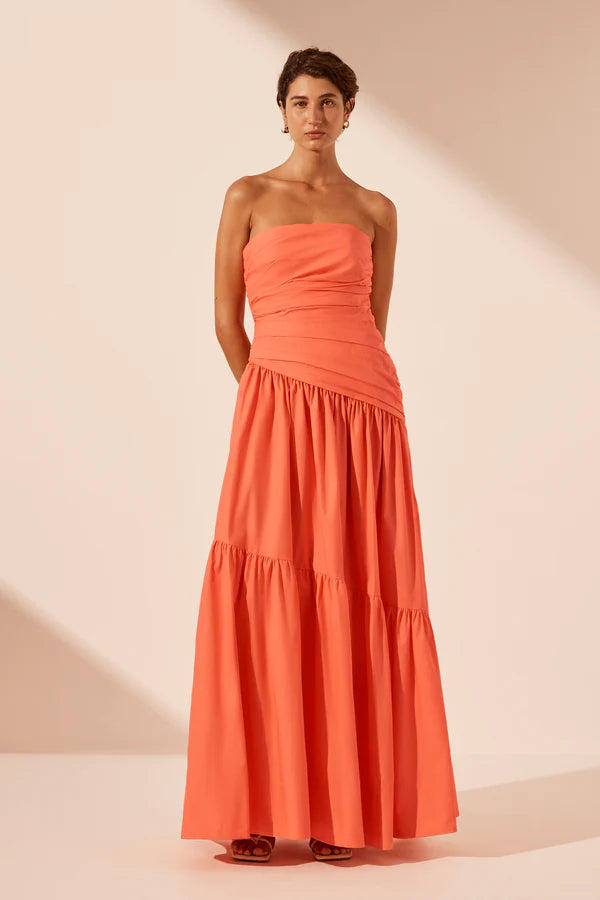 SHONA JOY Maiori Strapless Tiered maxi