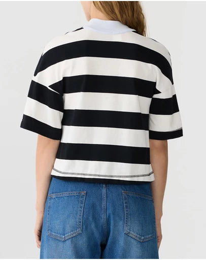 BASSIKE Stripe Mock Neck Tee