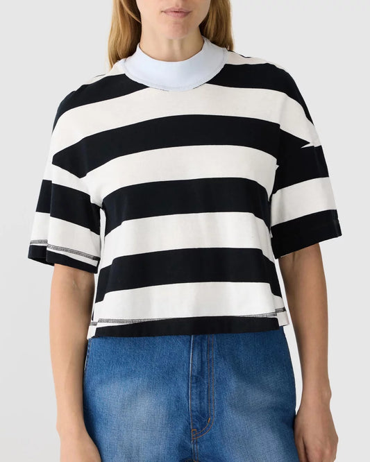 BASSIKE Stripe Mock Neck Tee