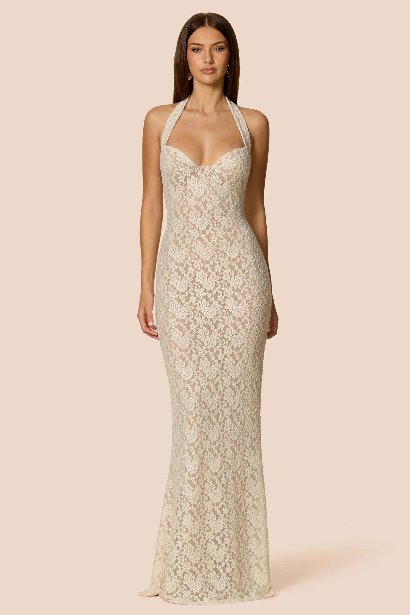 Nookie Mystique Halter Gown in Ivory