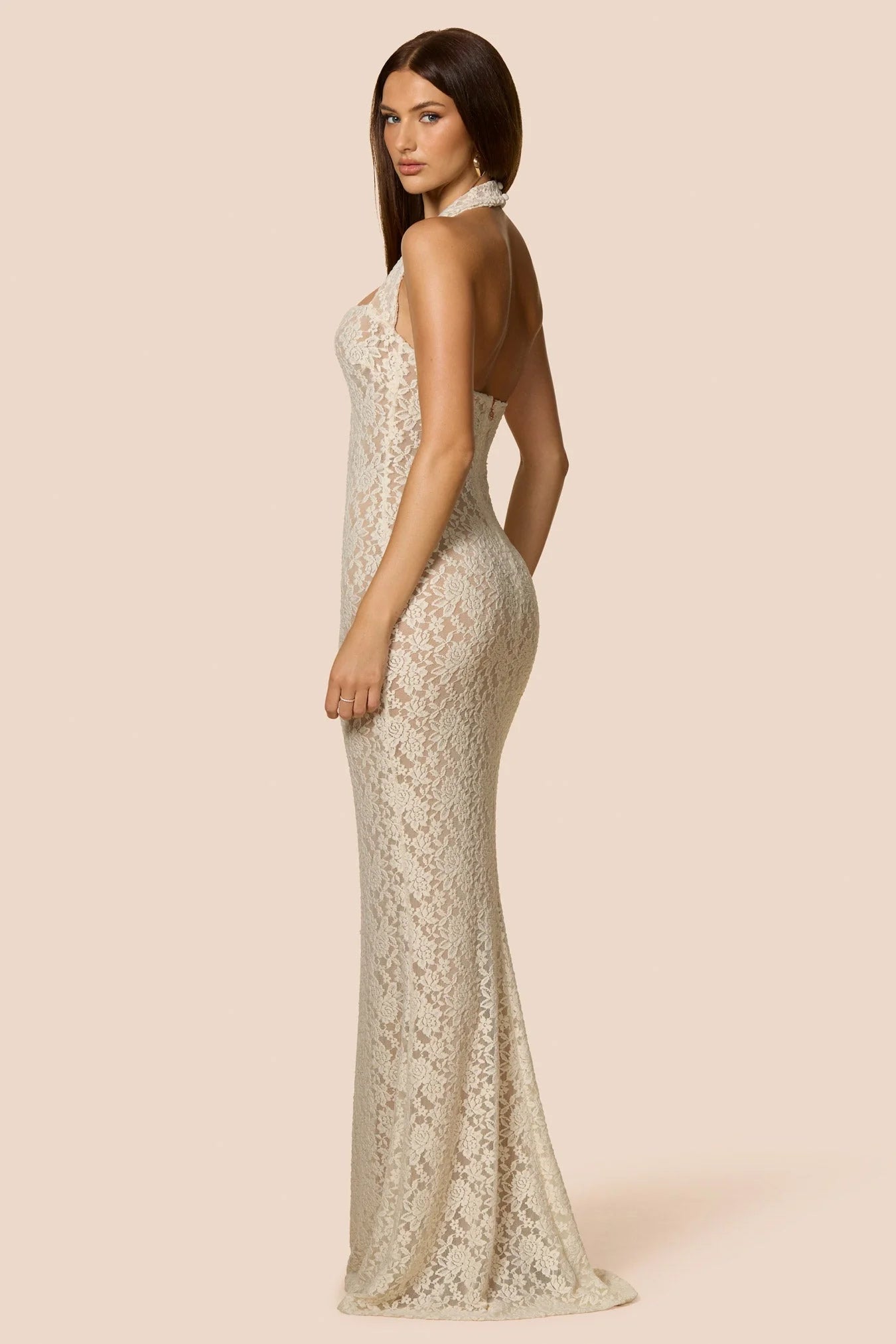 Nookie Mystique Halter Gown in Ivory