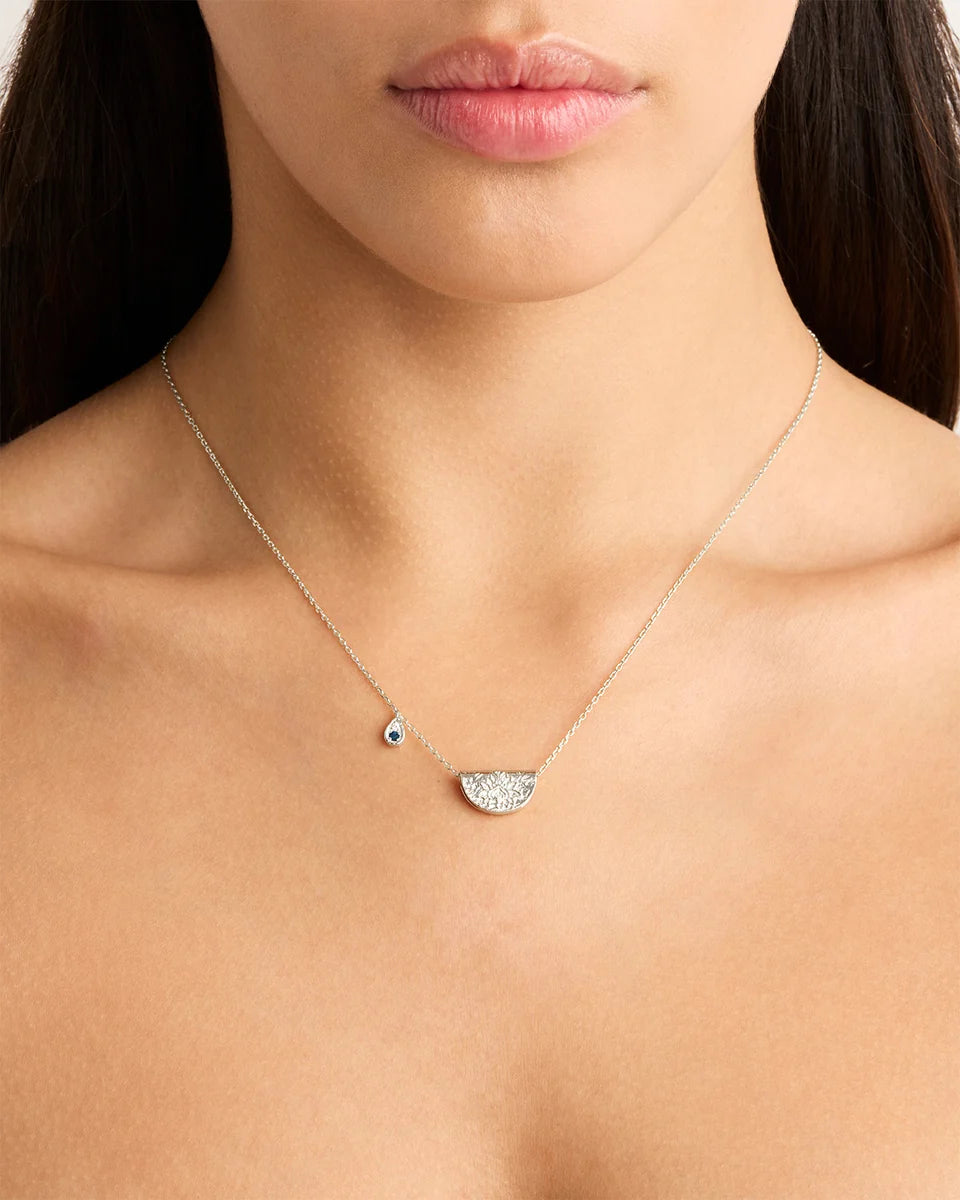 BY CHARLOTTE - Lotus December Birthstone Necklace in Sterling Silver