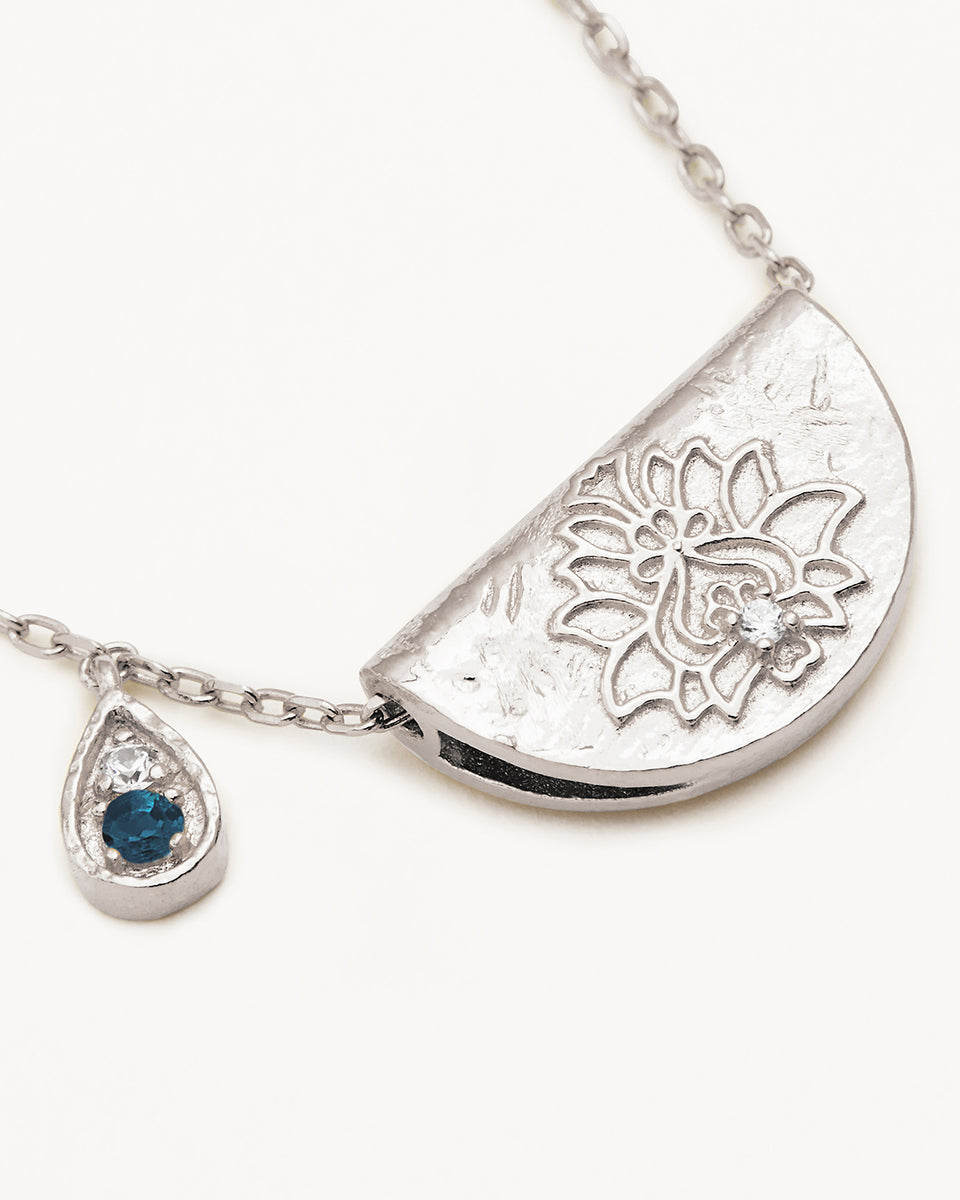 BY CHARLOTTE - Lotus December Birthstone Necklace in Sterling Silver