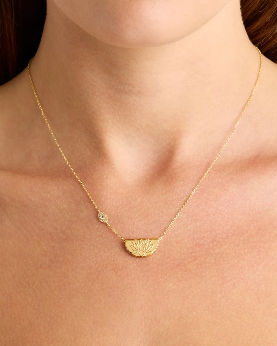 BY CHARLOTTE - Eye Of Peace Lotus Necklace in Gold Vermeil