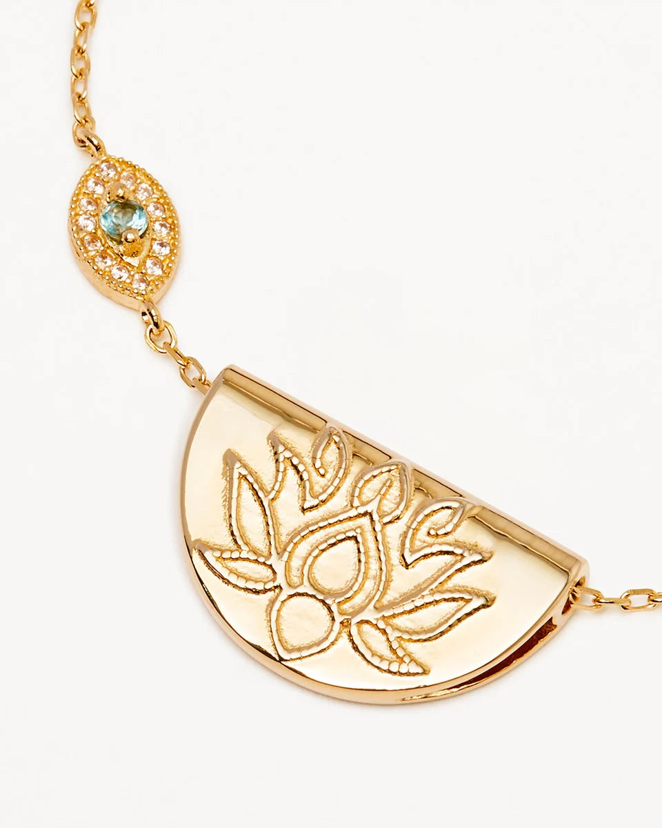 BY CHARLOTTE - Eye Of Peace Lotus Necklace in Gold Vermeil
