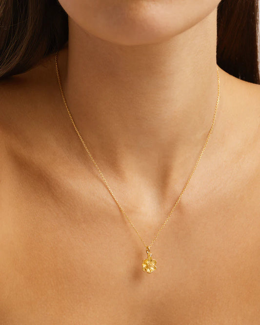 BY CHARLOTTE 18K Gold Vermeil Poppy August Birth Flower Necklace-gold