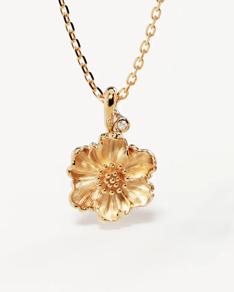 BY CHARLOTTE 18K Gold Vermeil Poppy August Birth Flower Necklace-gold