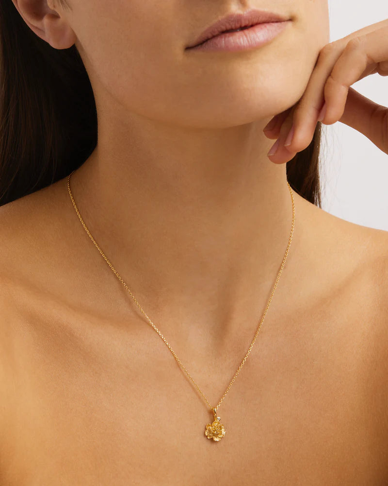 BY CHARLOTTE 18K Gold Vermeil Peony (Novemeber) Birthstone necklace-gold
