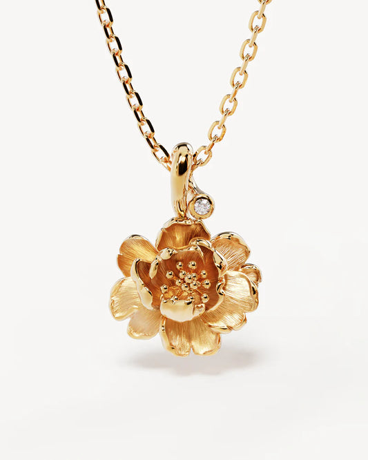 BY CHARLOTTE 18K Gold Vermeil Peony (Novemeber) Birthstone necklace-gold