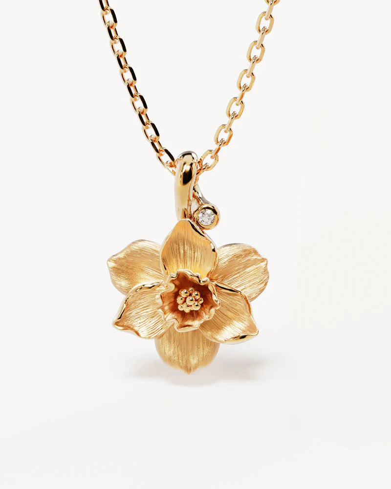 BY CHARLOTTE 18K Gold Vermeil Narcissus (December) Birthstone necklace-gold