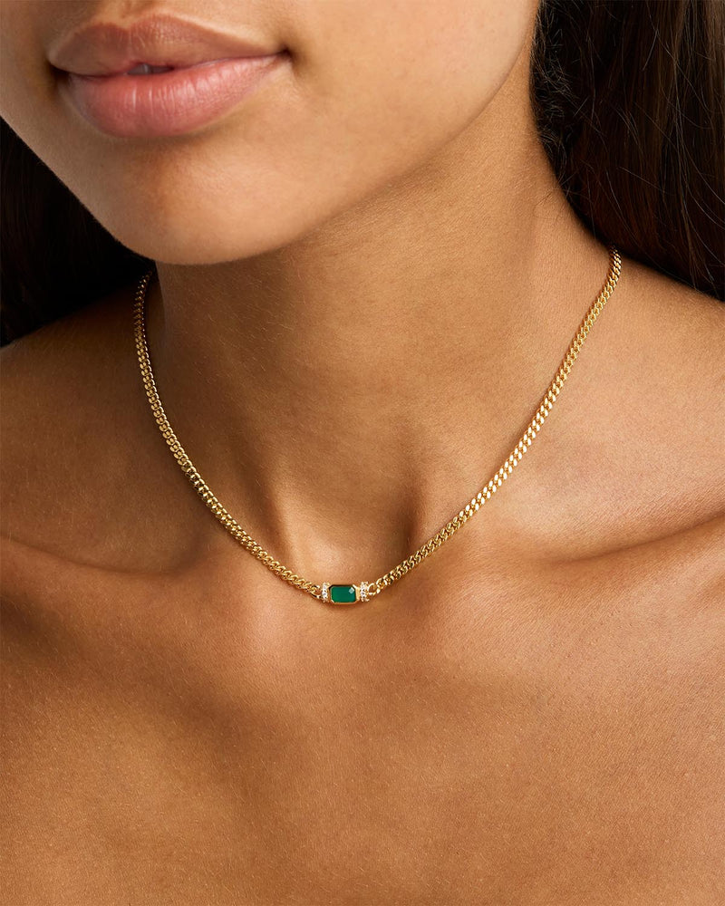 BY CHARLOTTE Gold Strength Within Geen Onyx Necklace