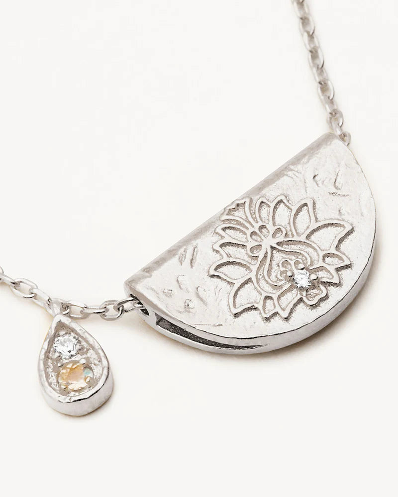 BY CHARLOTTE - Lotus June Birthstone Necklace in Silver