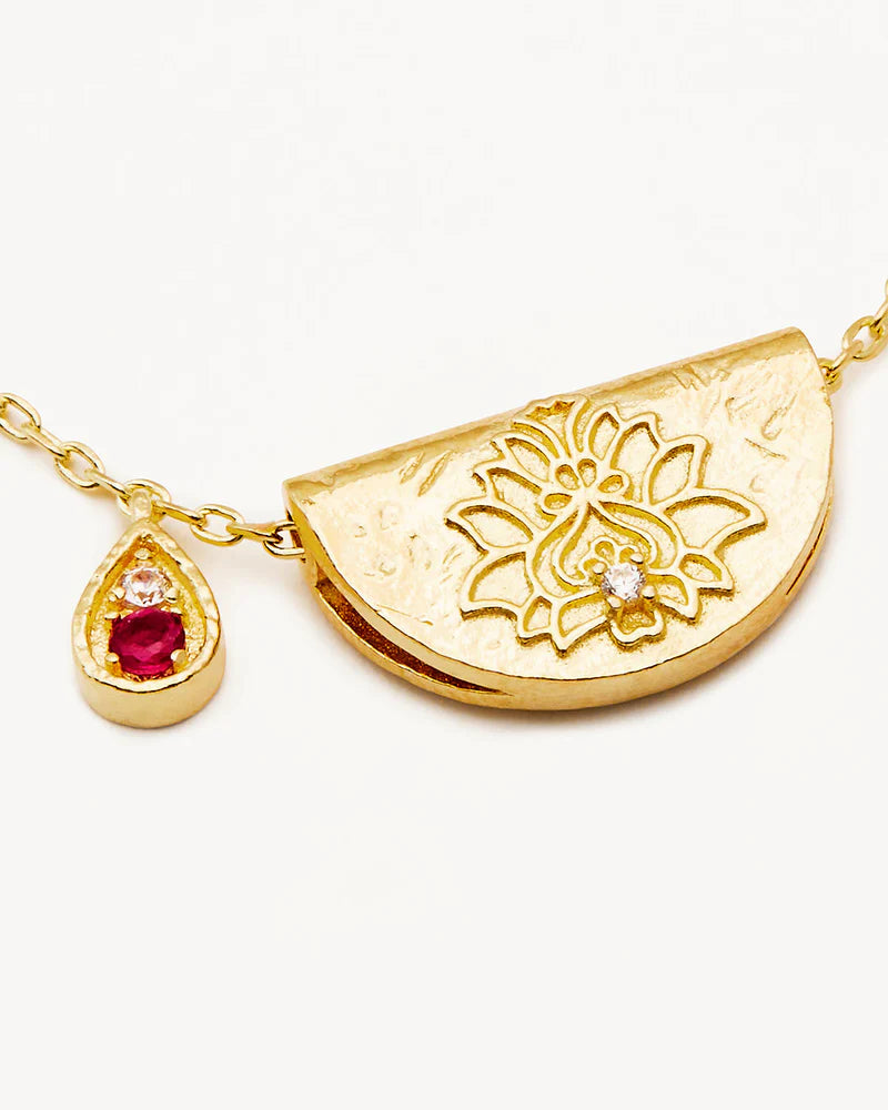 BY CHARLOTTE - Lotus July Birthstone Necklace in Gold Vermeil