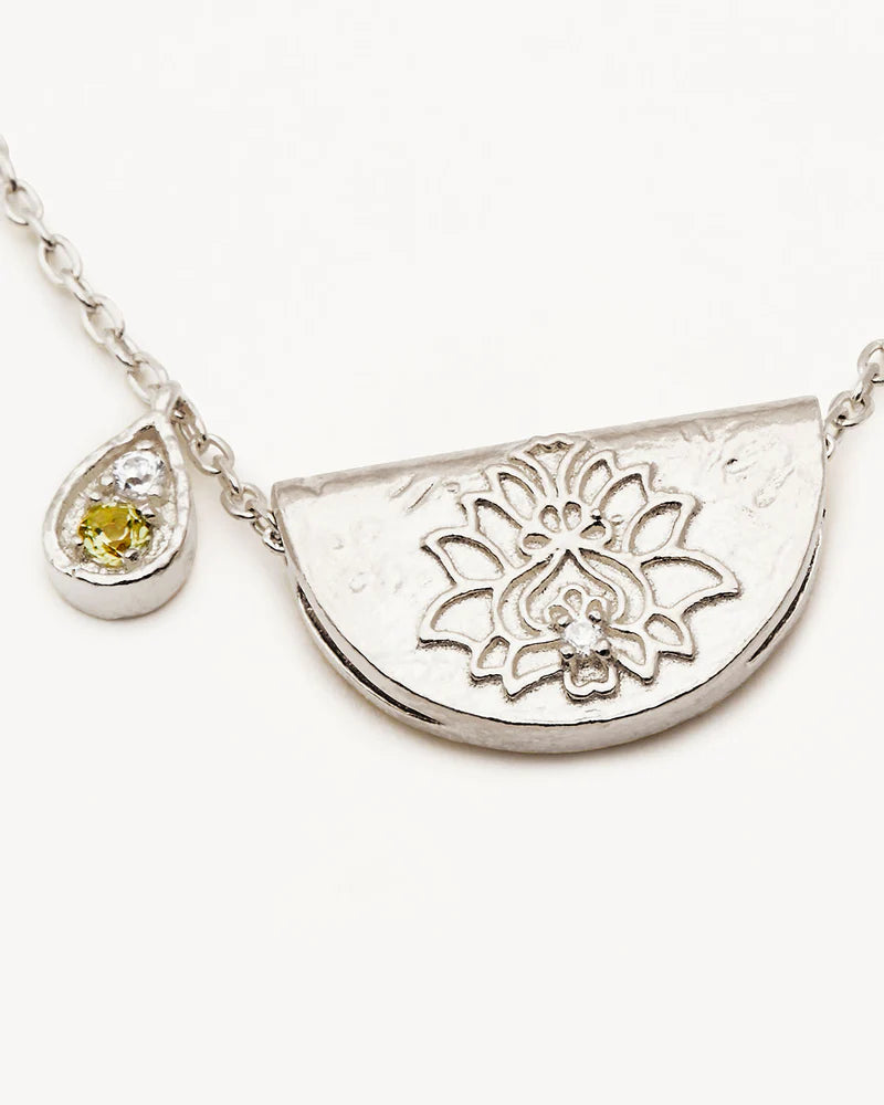 BY CHARLOTTE - Lotus August Birthstone Necklace in Silver