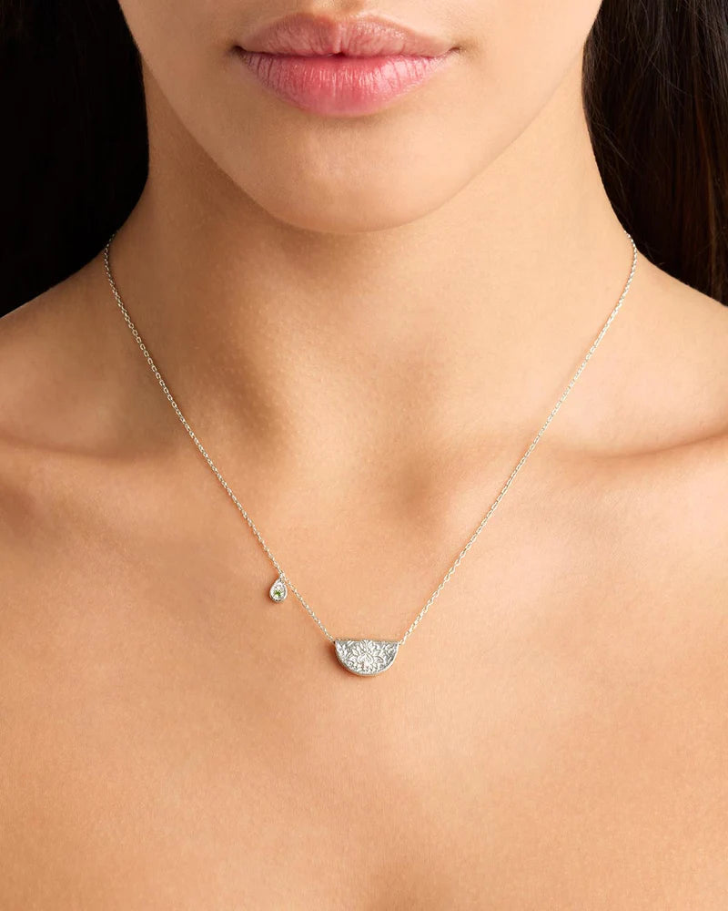 BY CHARLOTTE - Lotus August Birthstone Necklace in Silver