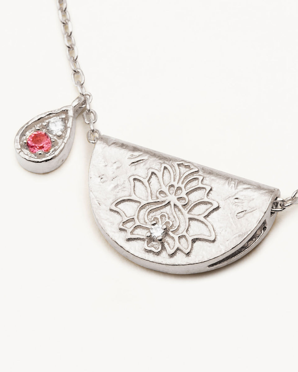 BY CHARLOTTE - October Lotus Birthstone Necklace in Sterling Silver