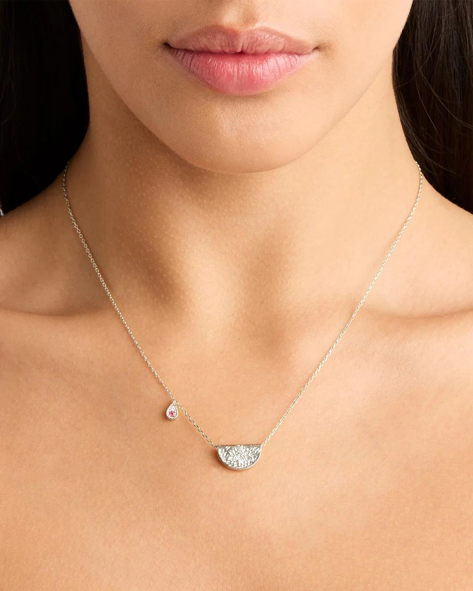 BY CHARLOTTE - October Lotus Birthstone Necklace in Sterling Silver