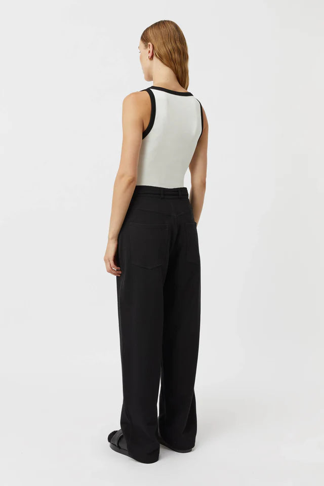 CAMILLA AND MARC Nora Contrast Scoop Bind Neck Tank- white/black