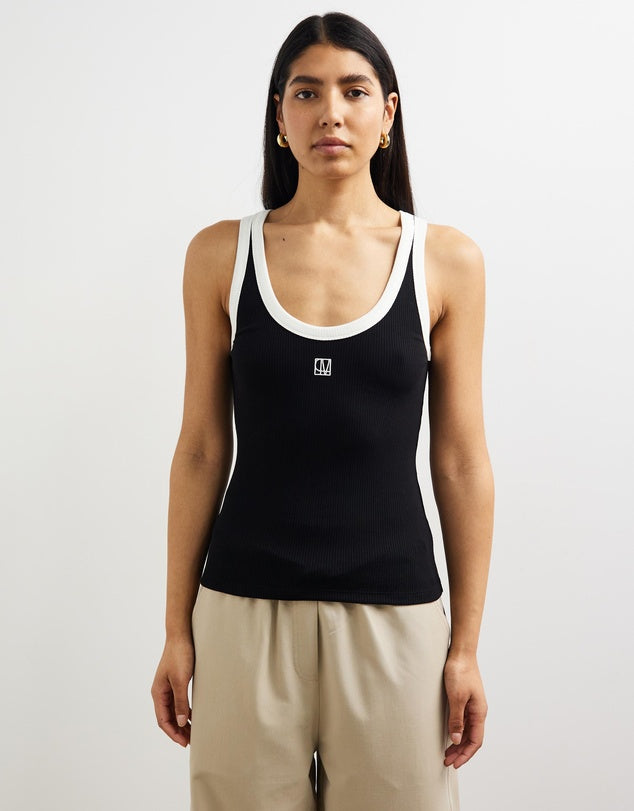 CAMILLA AND MARC Nora Scoop Tank- black/white