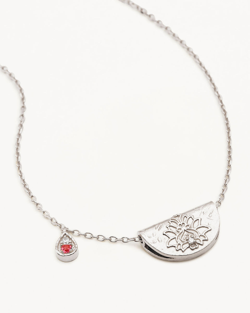 BY CHARLOTTE - October Lotus Birthstone Necklace in Sterling Silver