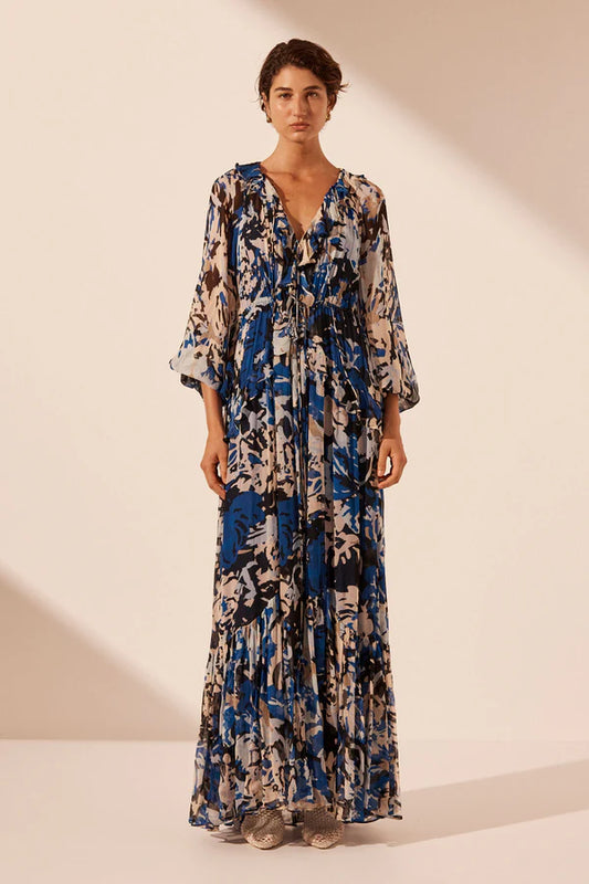 SHONA JOY Olea Drawstring Maxi Dress