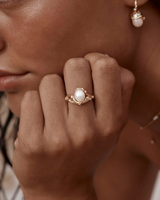 BY CHARLOTTE - Dive Into Serenity Pearl Ring in Gold Vermeil