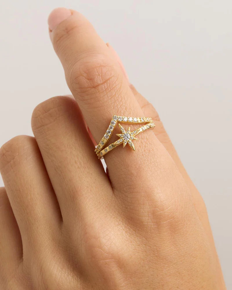 CHARLOTTE 18K Gold Vermeil Universe Ring (Size 8)