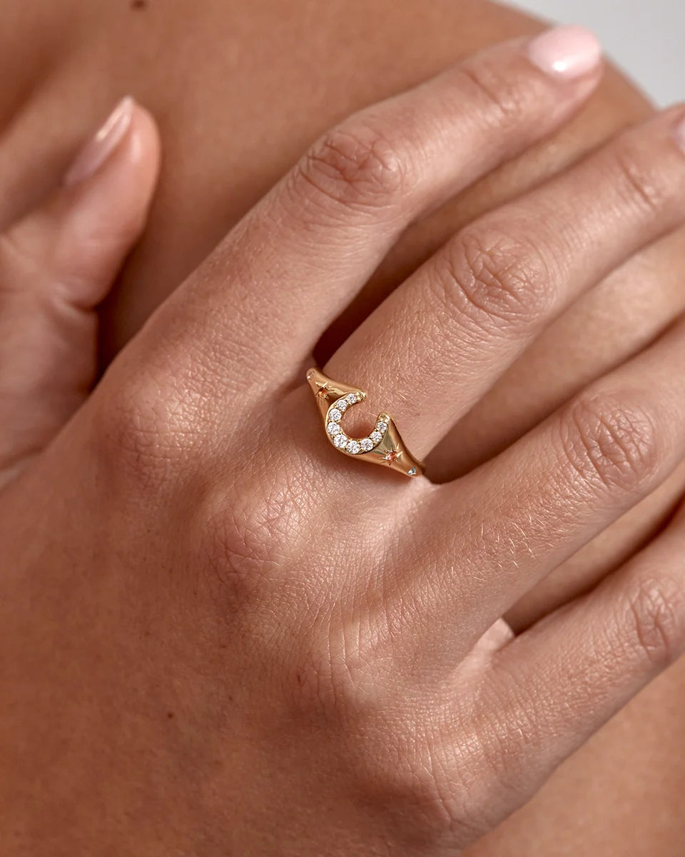 BY CHARLOTTE - Lucky Horseshoe Ring in Gold Vermeil