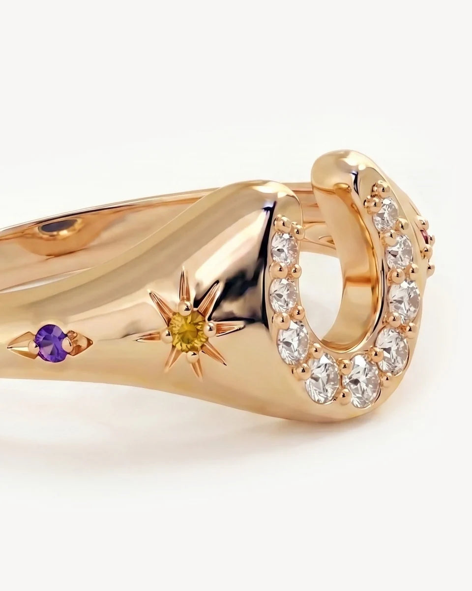 BY CHARLOTTE - Lucky Horseshoe Ring in Gold Vermeil