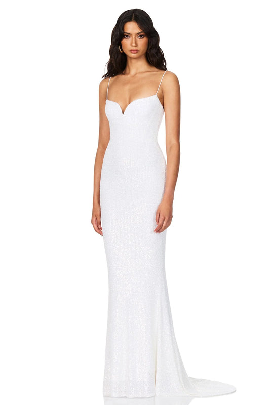 Nookie Serena Sequin Gown in White