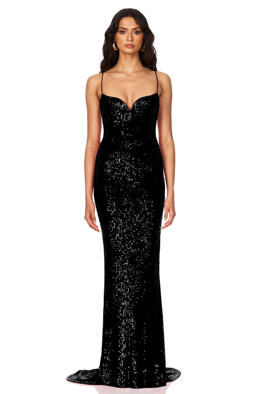 Nookie Serena Sequin Gown in Black