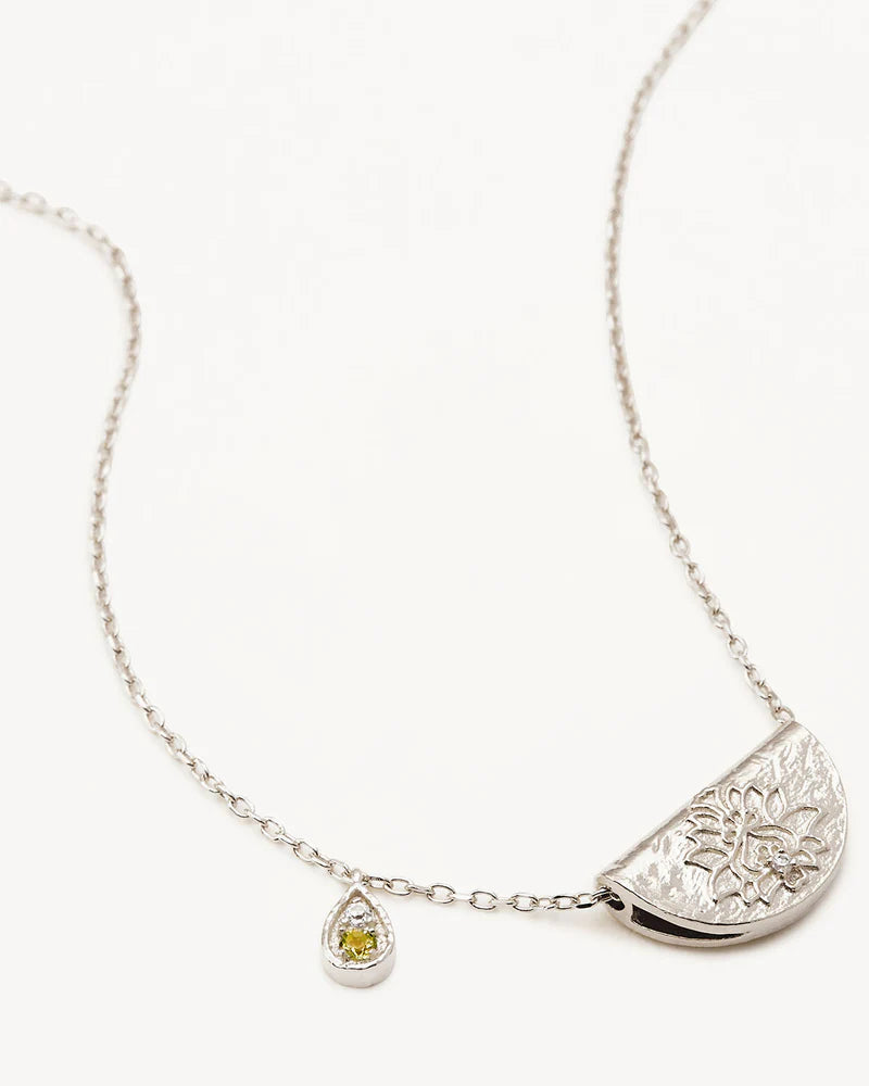 BY CHARLOTTE - Lotus August Birthstone Necklace in Silver