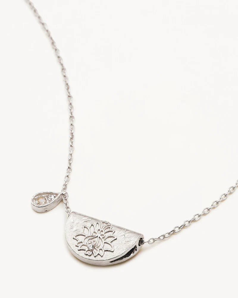 BY CHARLOTTE - Lotus June Birthstone Necklace in Silver