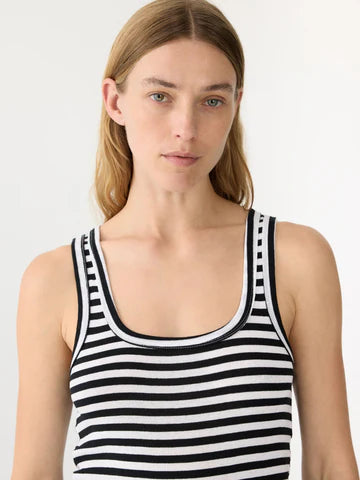 BASSIKE Stripe Slim Rib Tank-black/white