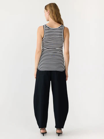 BASSIKE Stripe Slim Rib Tank-black/white