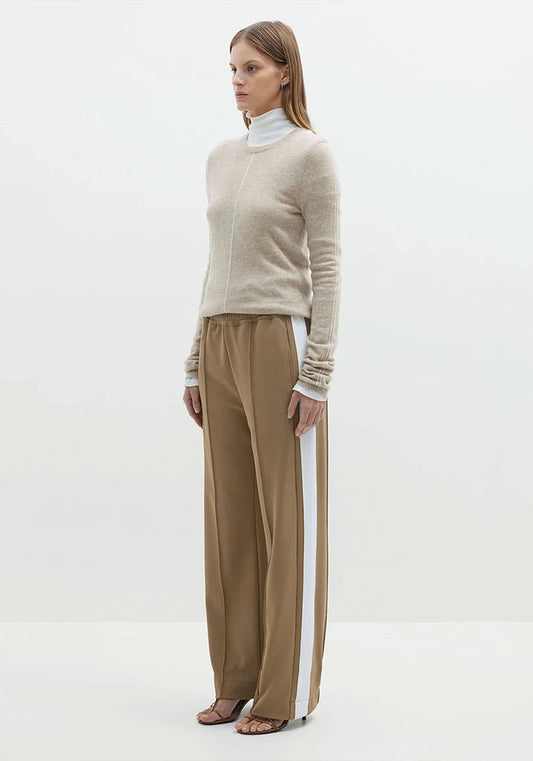 BASSIKE Twill Stripe Detail Pant-tan/white