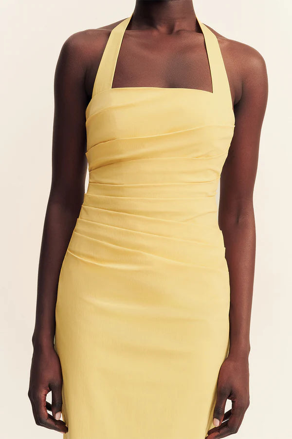 SHONA JOY - Campbell Draped Halter Maxi Dress in Soleil Sol