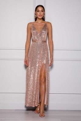 ELLE ZEITOUNE Ronnie Rose Gold Sequence Dress